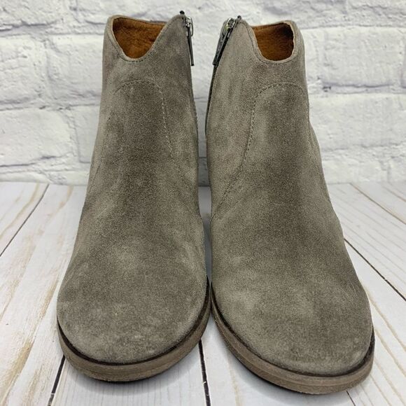 Frye Nora Zip Short Boots Elephant Grey Soft Oiled Suede - Picture 3 of 15